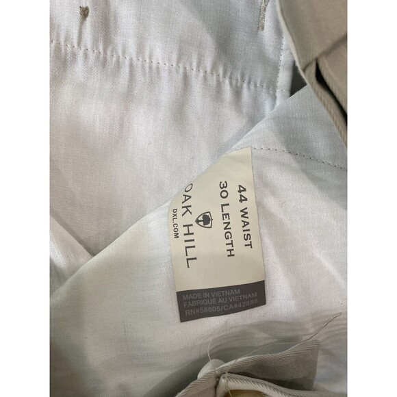 Oak Hill Premium Pant Mens 44x30 Tan/Gray Pleated Relaxed Straight Chino - Picture 2 of 16
